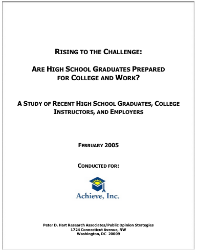 Rising to the Challenge: Are High School Graduates Prepared for College and Work?